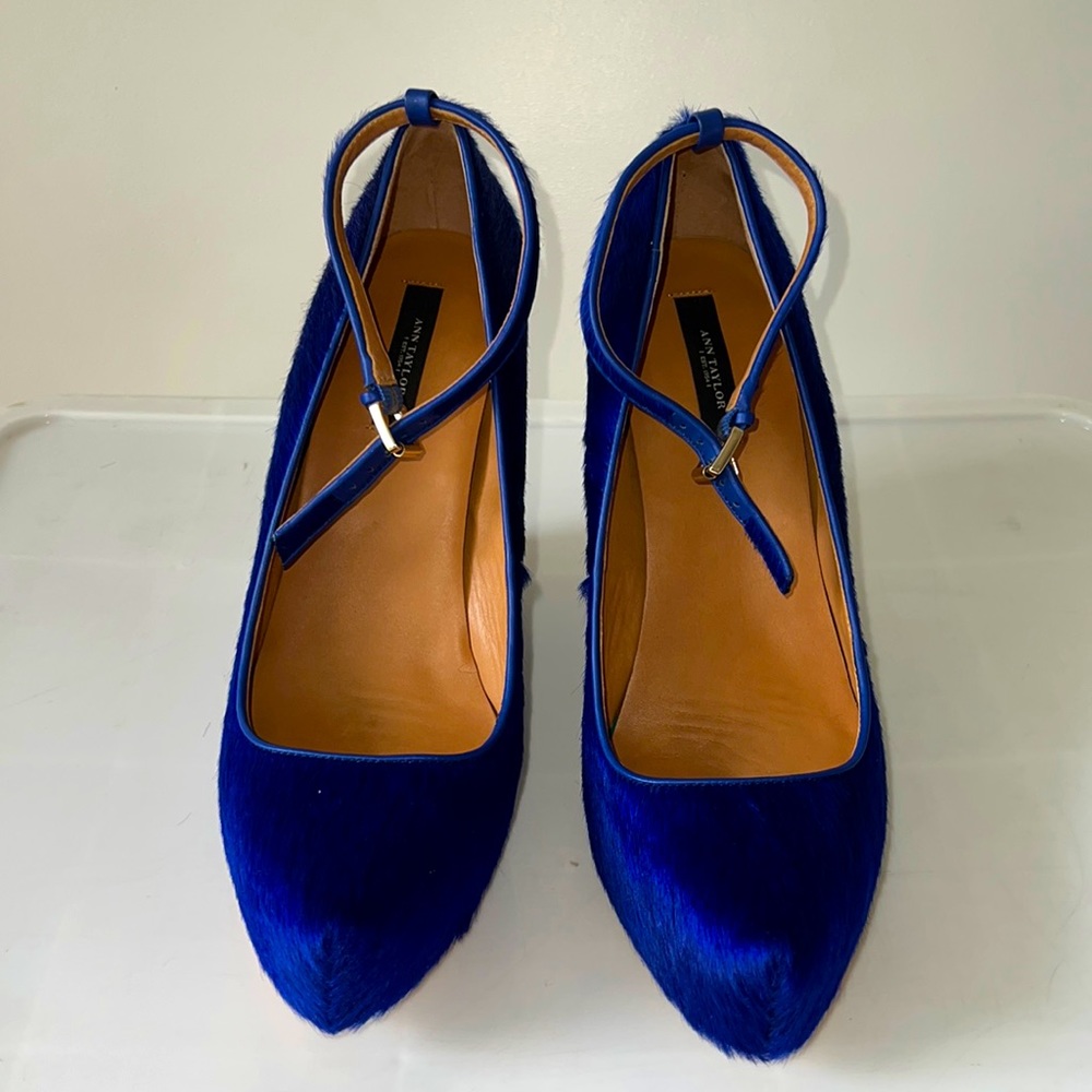 Ann Taylor pony skin platform wedge